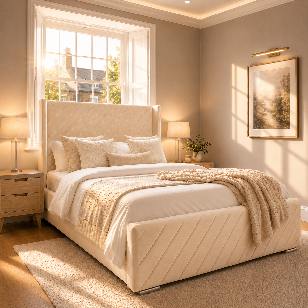 Alpha Wing Frame Bed ~ Matching Footboard | Modern Luxury Design