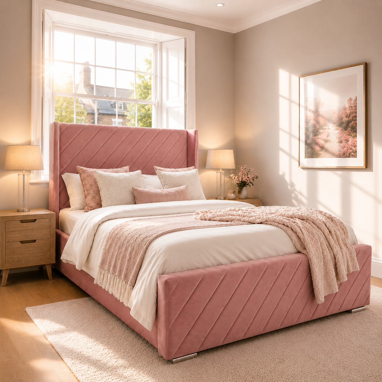 Alpha Wing Frame Bed ~ Matching Footboard | Modern Luxury Design