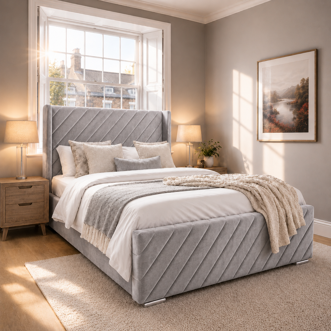 Alpha Wing Frame Bed ~ Matching Footboard | Modern Luxury Design