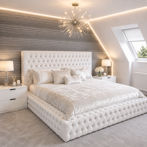Luxury Ambassador Bed – Custom High Headboard ~ Multiple Colours & Fabrics