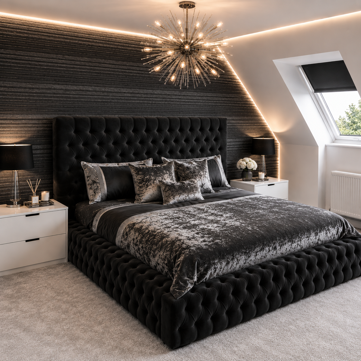 Luxury Ambassador Bed – Custom High Headboard ~ Multiple Colours & Fabrics