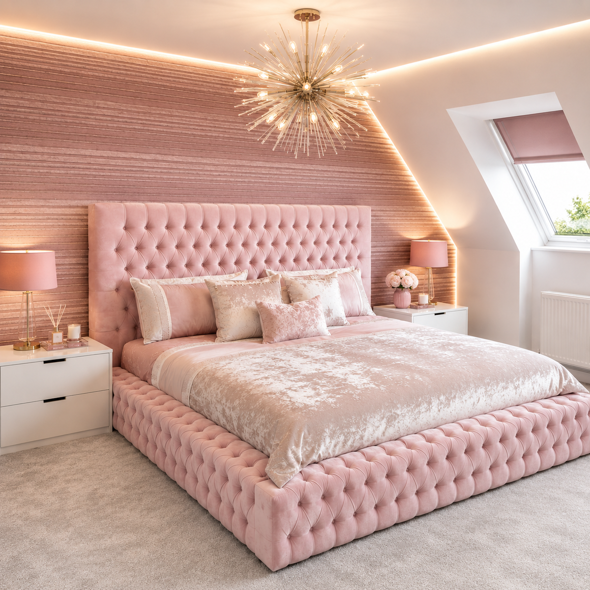 Luxury Ambassador Bed – Custom High Headboard ~ Multiple Colours & Fabrics