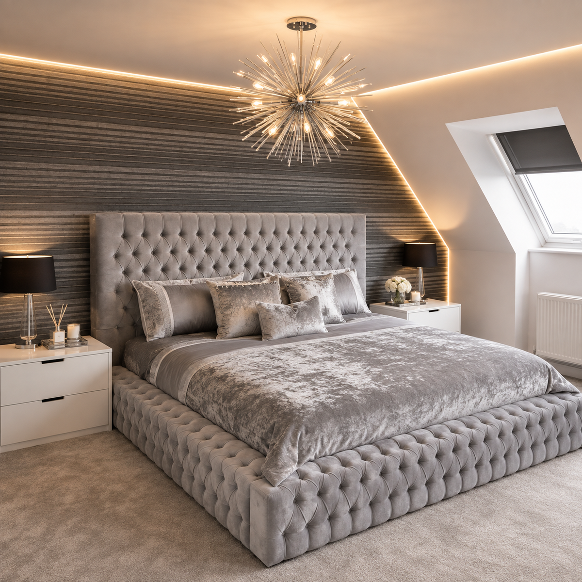 Luxury Ambassador Bed – Custom High Headboard ~ Multiple Colours & Fabrics