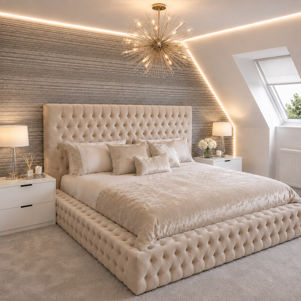 Luxury Ambassador Bed – Custom High Headboard ~ Multiple Colours & Fabrics