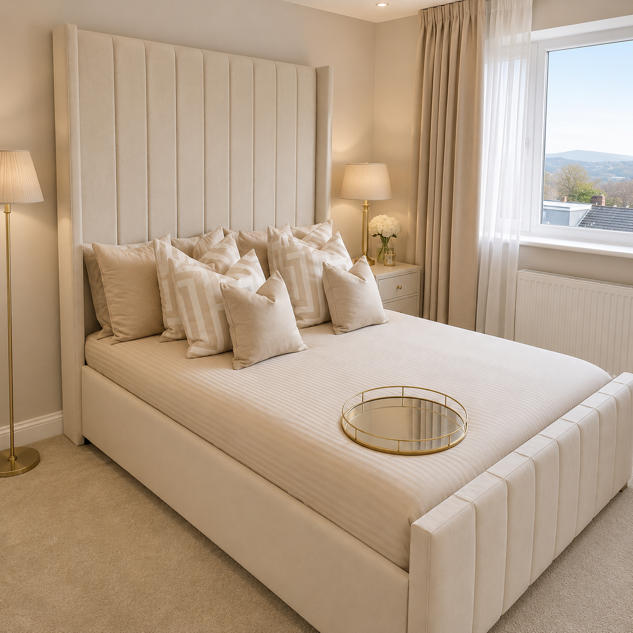 Elegant High Headboard Bed