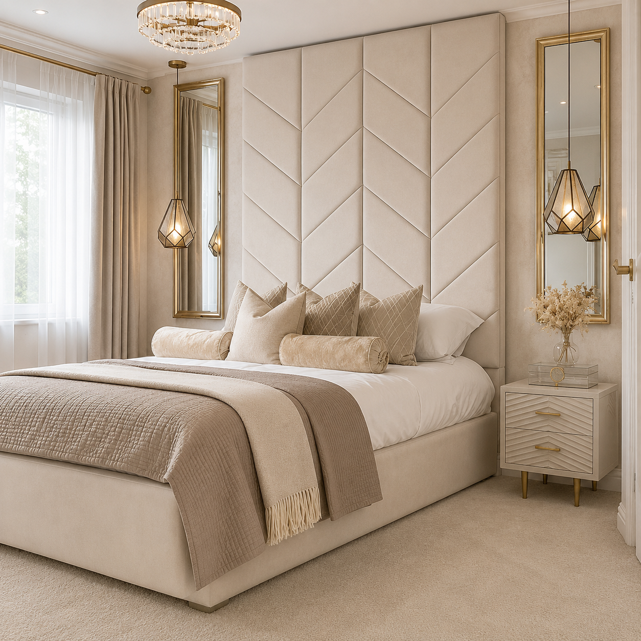 Elegant High Headboard Bed