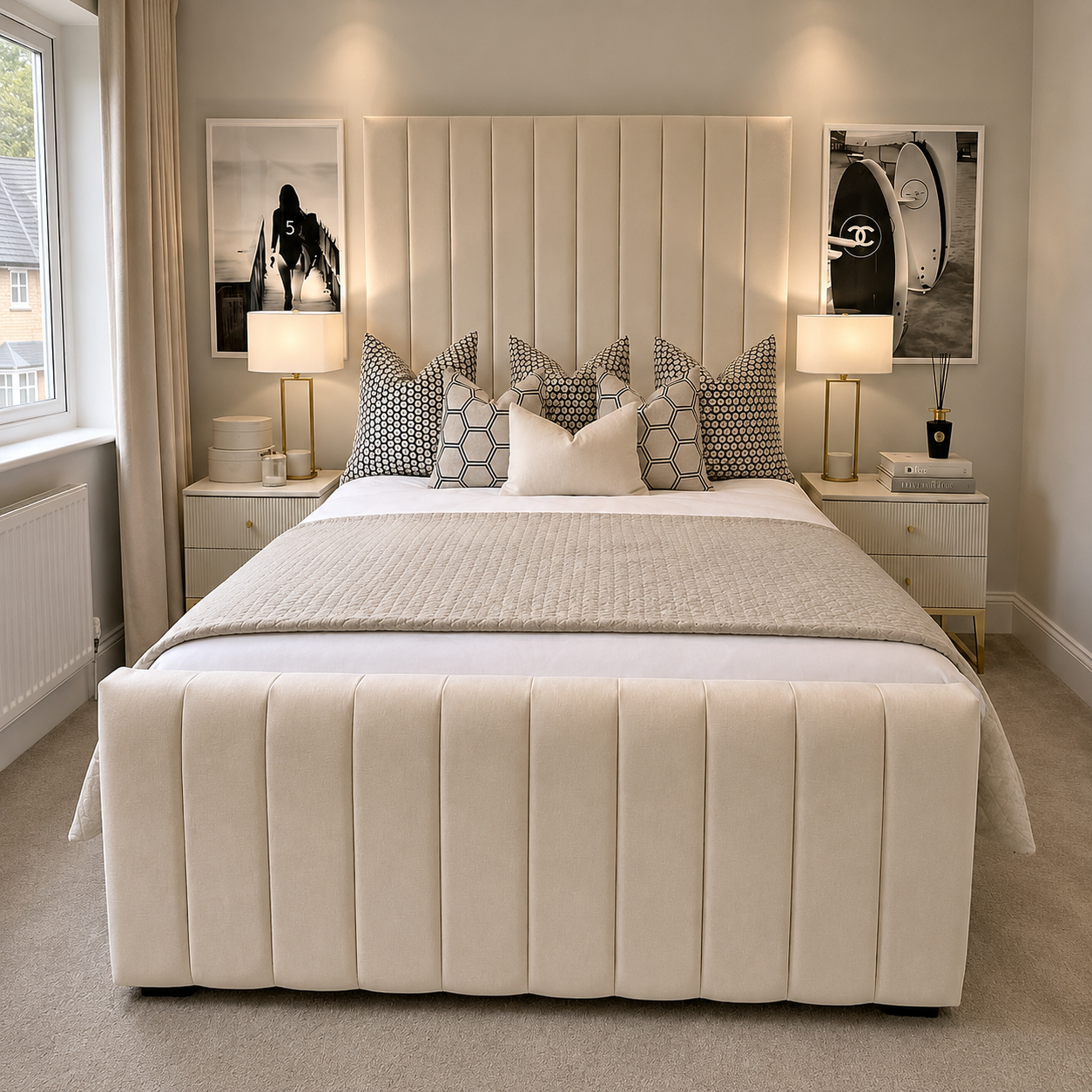 Elegant High Headboard Bed