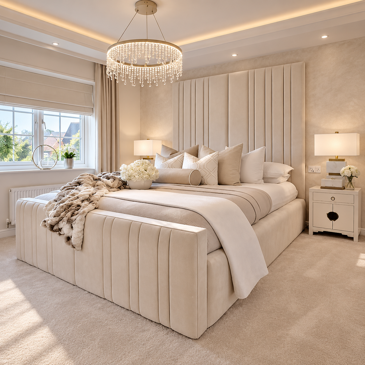 Elegant High Headboard Bed