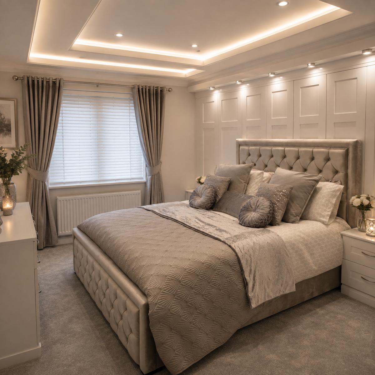 Hilton Bed - Deep Button Design | Premium Quality | Optional Ottoman Storage