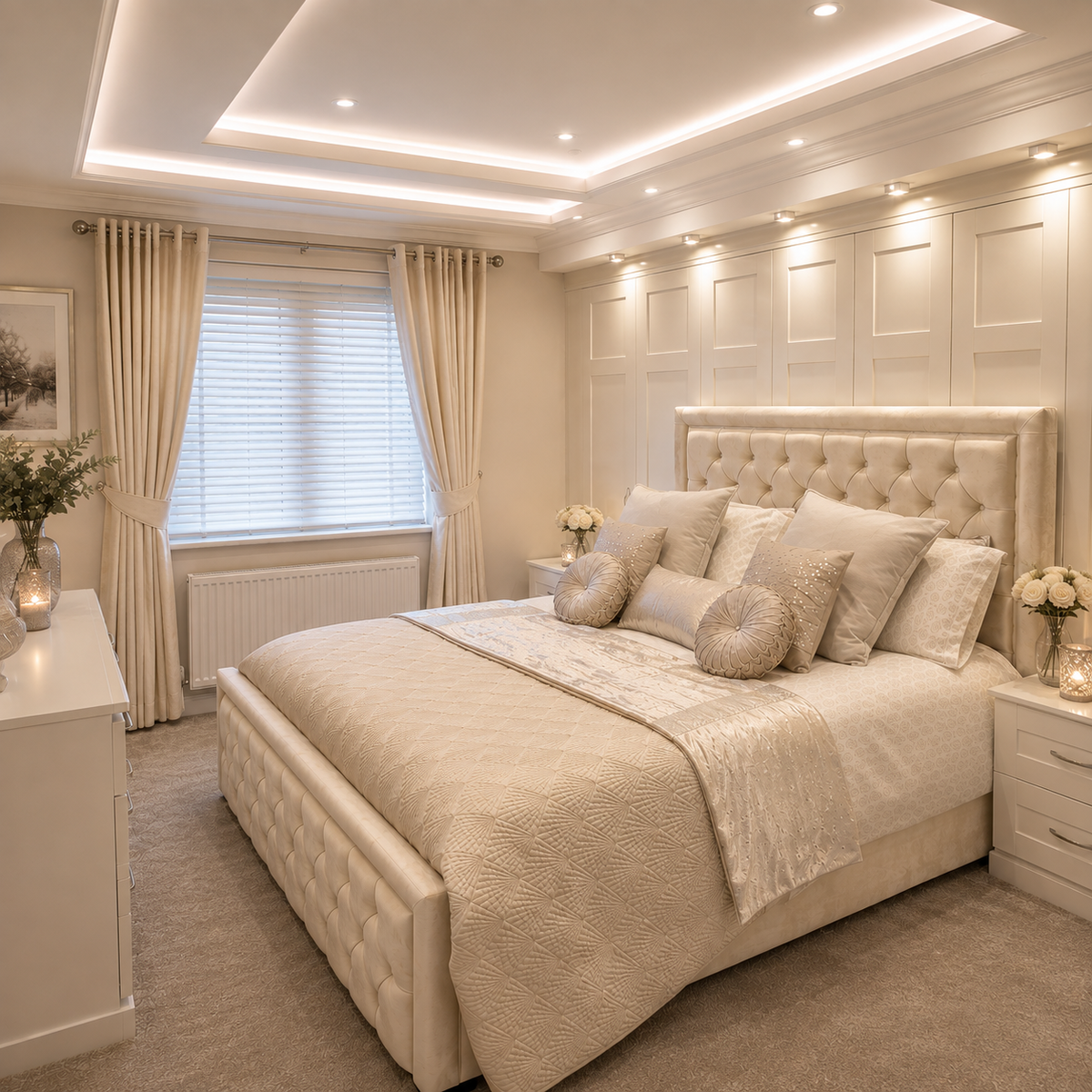 Hilton Bed - Deep Button Design | Premium Quality | Optional Ottoman Storage