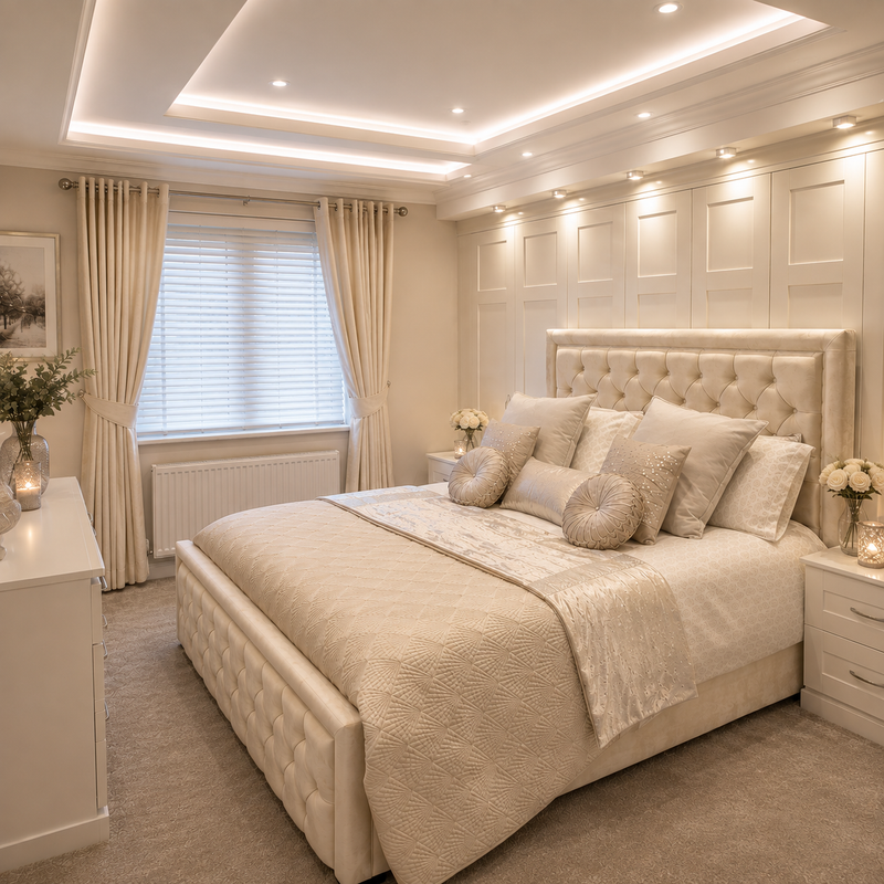 Hilton Bed - Deep Button Design | Premium Quality | Optional Ottoman Storage