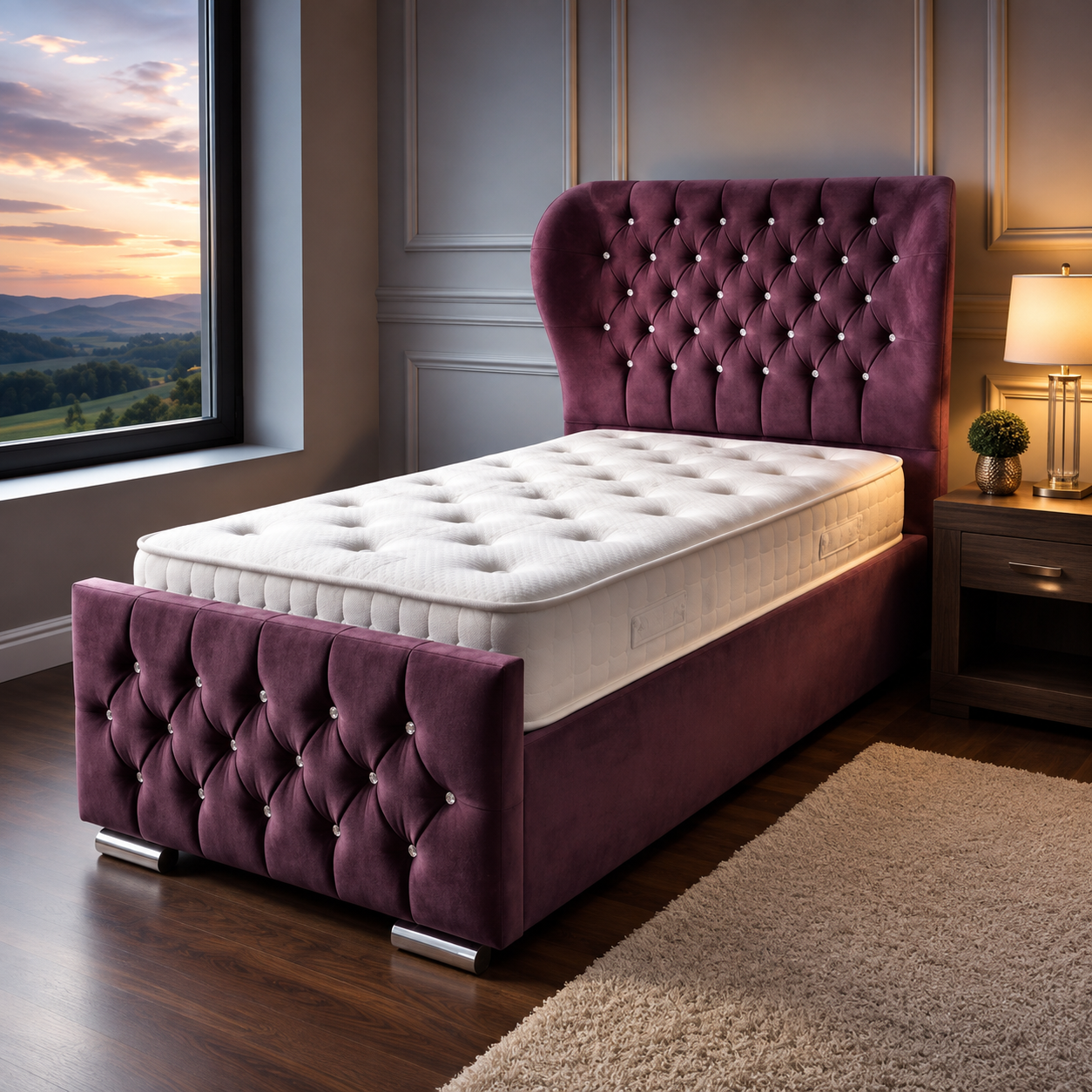 Oxford Wingback ││ Kendal Beds With Optional Storage and Memory Foam Mattress