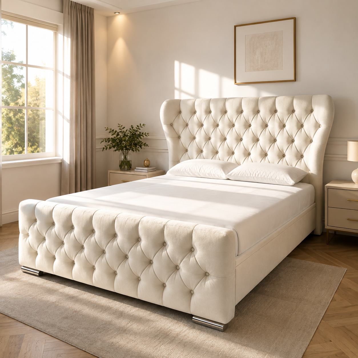 Oxford Wingback ││ Kendal Beds With Optional Storage and Memory Foam Mattress