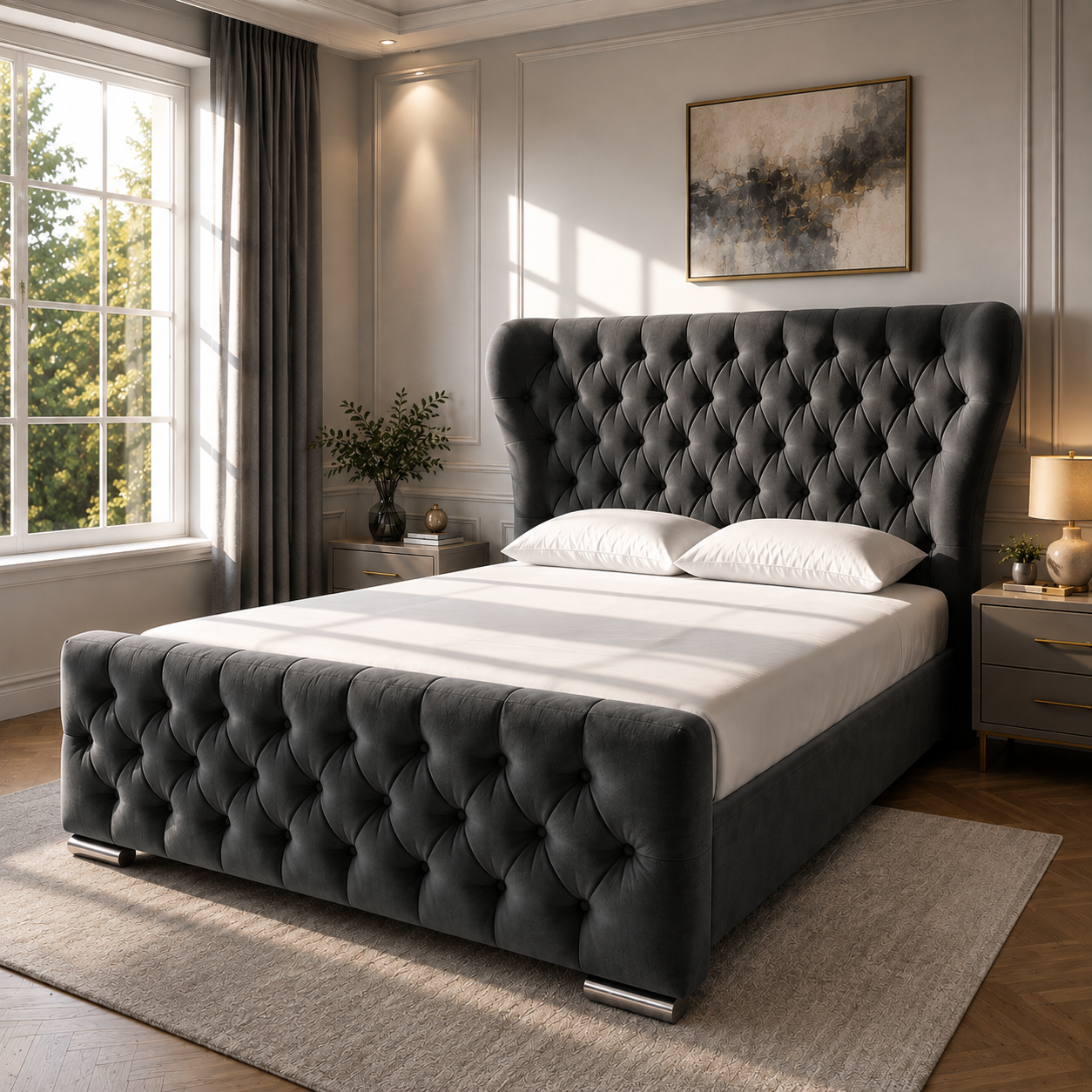 Oxford Wingback ││ Kendal Beds With Optional Storage and Memory Foam Mattress