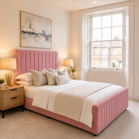 Panel line Bed with Mattress | 50" Narrow Headboard | Luxury Upholstered Bed | Complete Bed Set