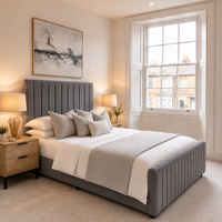 Panel line Bed with Mattress | 50" Narrow Headboard | Luxury Upholstered Bed | Complete Bed Set