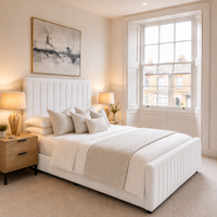 Panel line Bed with Mattress | 50" Narrow Headboard | Luxury Upholstered Bed | Complete Bed Set