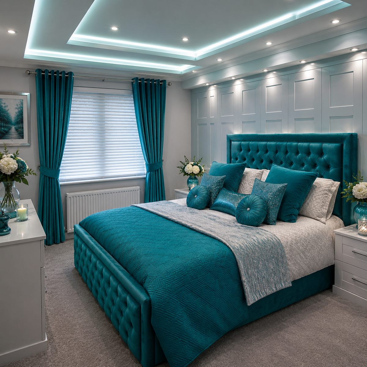 Hilton Bed - Deep Button Design | Premium Quality | Optional Ottoman Storage