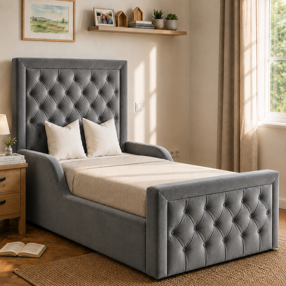 Kids Safety Bed with Side Rails – Comfortable, Secure & Stylish | Single Size